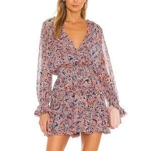 Misa Los Angeles Pink Ruffled Tiered Mini Dress